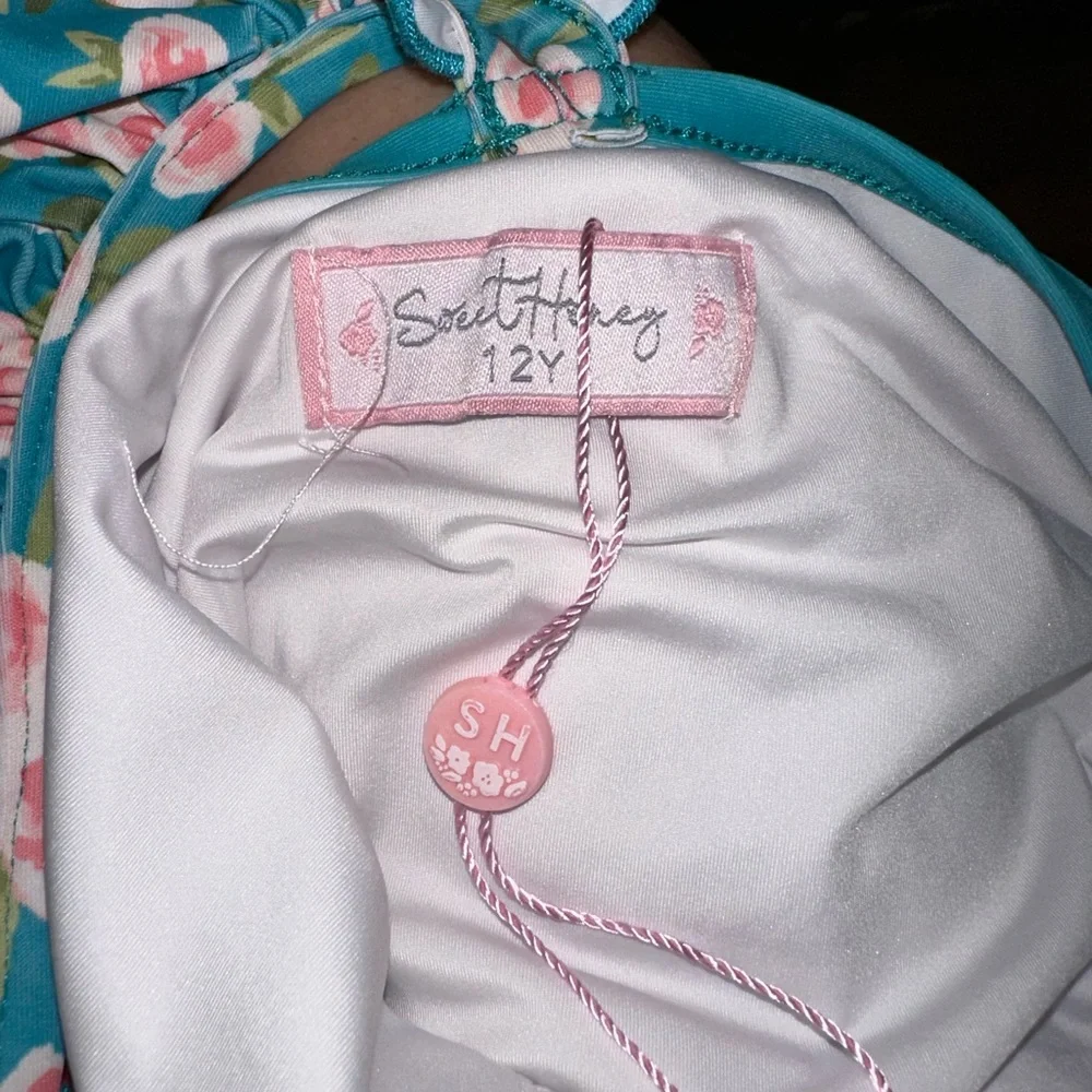 Sweet Honey Adorable Flamingo one piece Swimsuit sz 12 - Picture 3 of 5